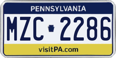 PA license plate MZC2286
