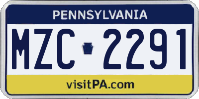 PA license plate MZC2291