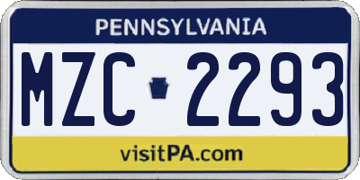 PA license plate MZC2293