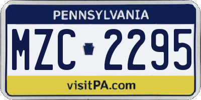 PA license plate MZC2295