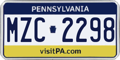 PA license plate MZC2298