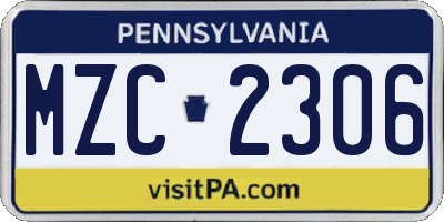 PA license plate MZC2306