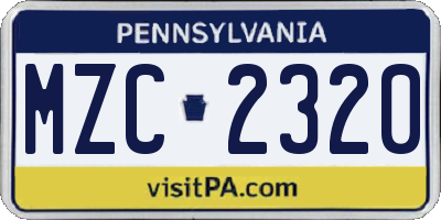 PA license plate MZC2320
