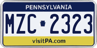 PA license plate MZC2323