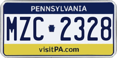 PA license plate MZC2328
