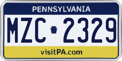 PA license plate MZC2329