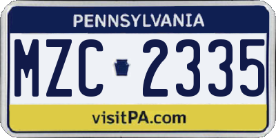 PA license plate MZC2335