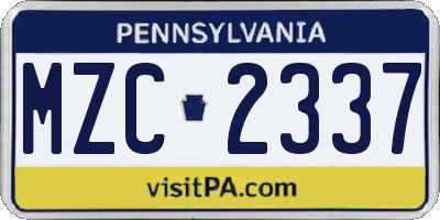 PA license plate MZC2337