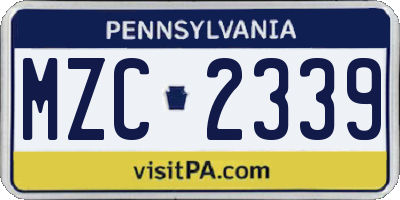 PA license plate MZC2339