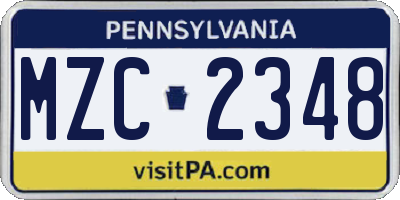 PA license plate MZC2348