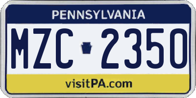 PA license plate MZC2350