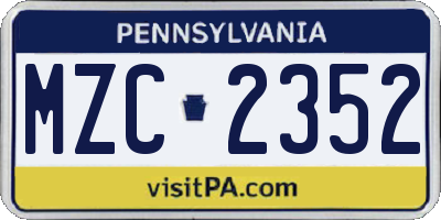 PA license plate MZC2352