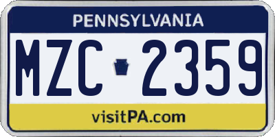 PA license plate MZC2359