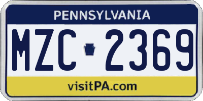 PA license plate MZC2369