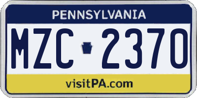 PA license plate MZC2370