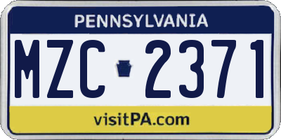 PA license plate MZC2371