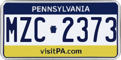 PA license plate MZC2373