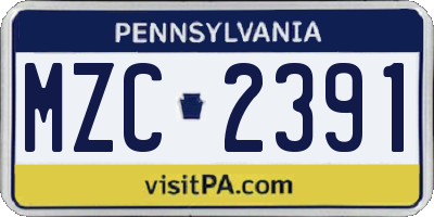 PA license plate MZC2391