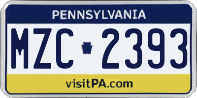 PA license plate MZC2393