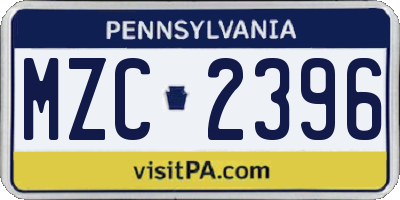 PA license plate MZC2396