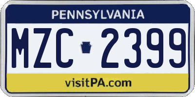 PA license plate MZC2399