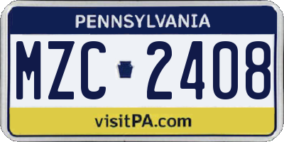 PA license plate MZC2408