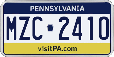 PA license plate MZC2410