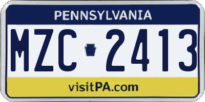 PA license plate MZC2413