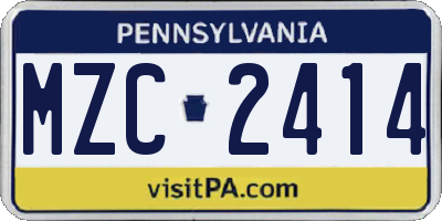PA license plate MZC2414