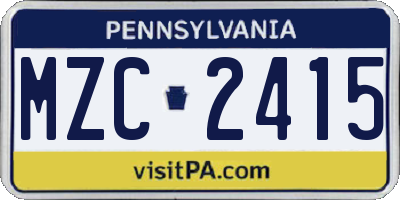PA license plate MZC2415
