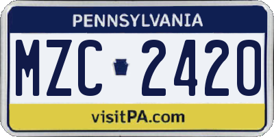 PA license plate MZC2420