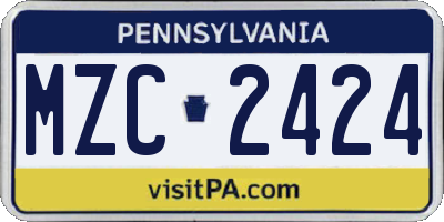 PA license plate MZC2424