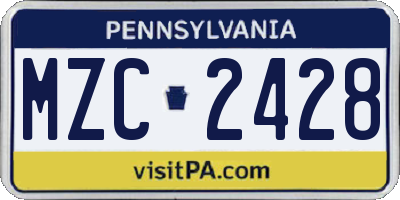 PA license plate MZC2428