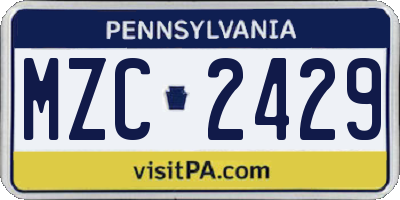 PA license plate MZC2429