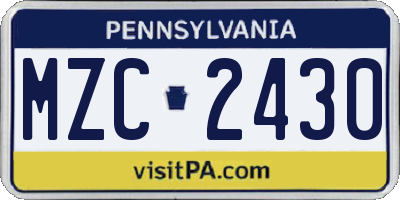 PA license plate MZC2430