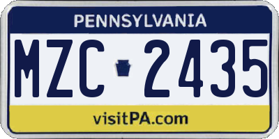 PA license plate MZC2435