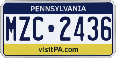 PA license plate MZC2436