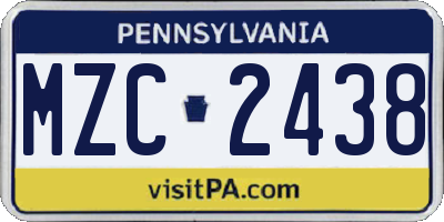 PA license plate MZC2438