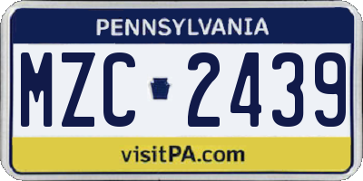 PA license plate MZC2439