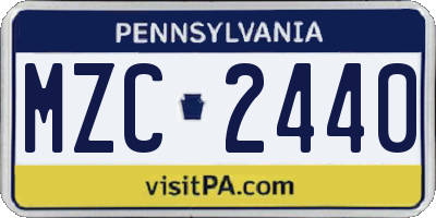 PA license plate MZC2440