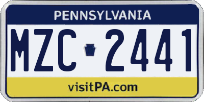 PA license plate MZC2441
