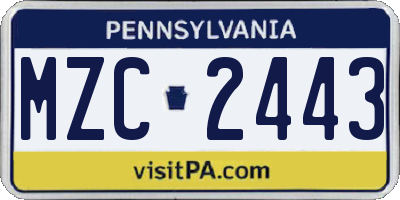 PA license plate MZC2443