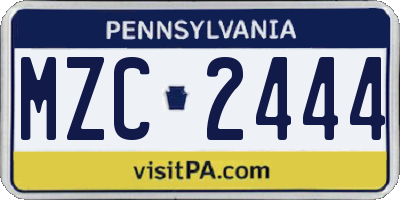 PA license plate MZC2444