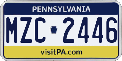 PA license plate MZC2446