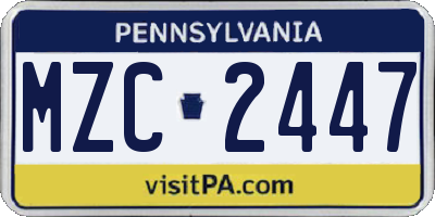 PA license plate MZC2447