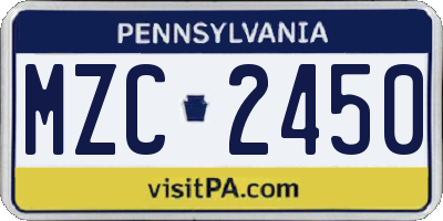 PA license plate MZC2450