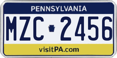 PA license plate MZC2456