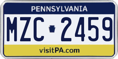 PA license plate MZC2459