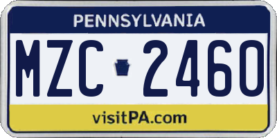 PA license plate MZC2460