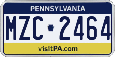 PA license plate MZC2464